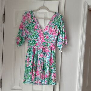 Lilly Pulitzer Pink Green Floral Mini Romper